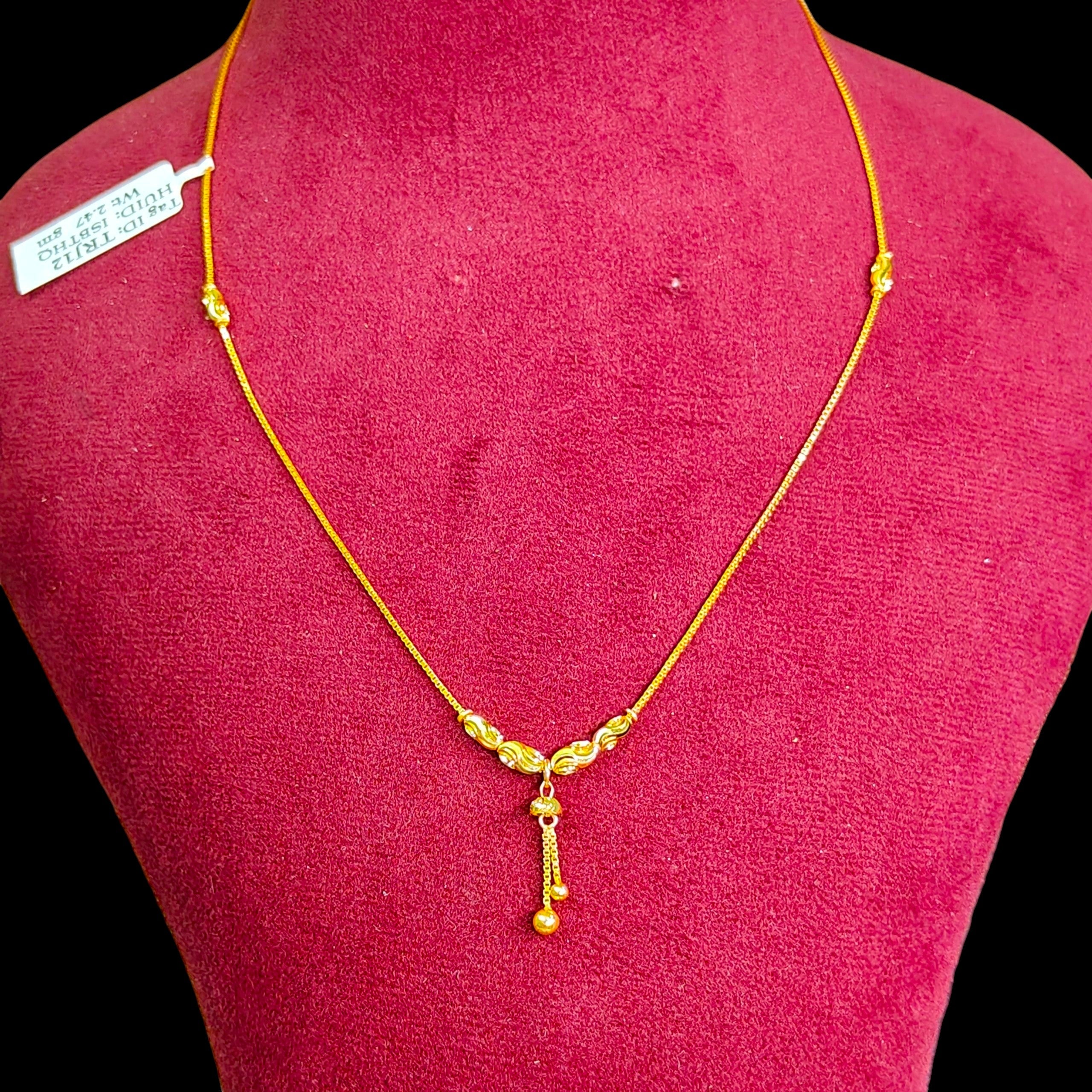 GCH-(WGT: 2.470 GM APPROX) BIS CERTIFIED HUID HALLMARK 9KT GOLD CHAIN WITH PENDANT (18 INCH) 1 PIECE FOR WOMEN.