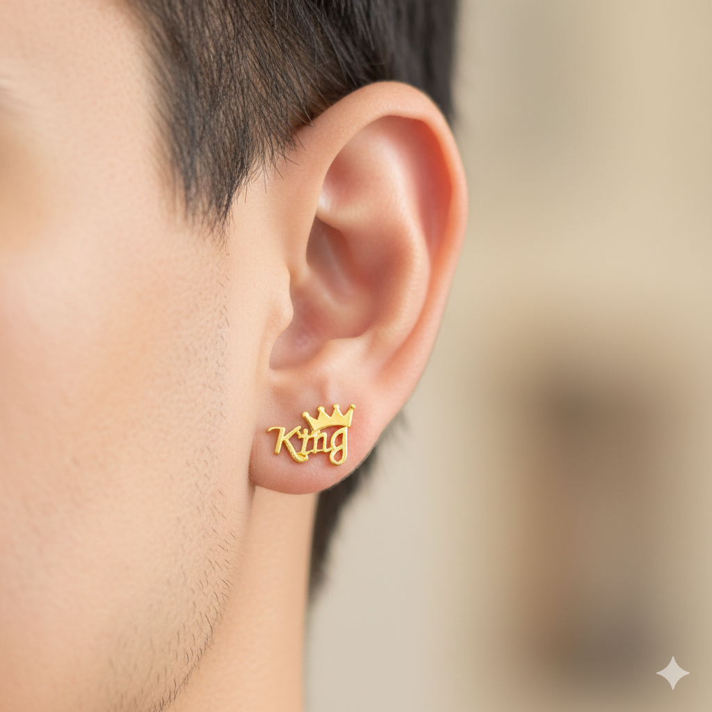 STUD EARRING BOYS- WGT: 0.230 GM APPROX BIS CERTIFIED HUID HALLMARK 9KT GOLD STUD EARRINGS FOR MEN (SINGLE PIECE) FOR REGULAR USE.