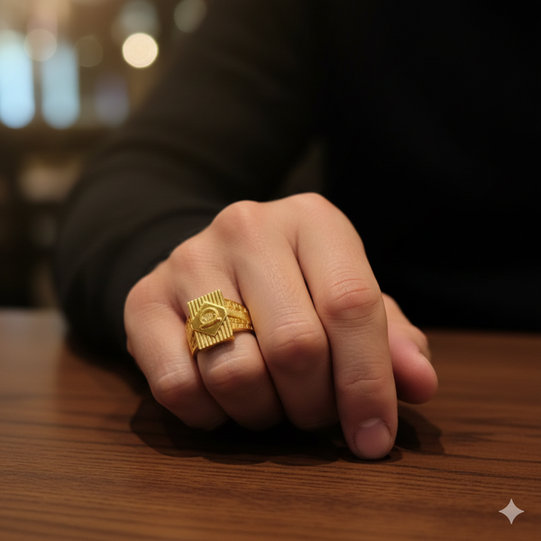 GENTS FINGER RING (GGFR9) TRJ (SIZE: 21) WGT: 2.390 GM APPROX BIS CERTIFIED HUID HALLMARK 9KT GOLD FINGER RING FOR MEN 1 PIECE FOR REGULAR USE.
