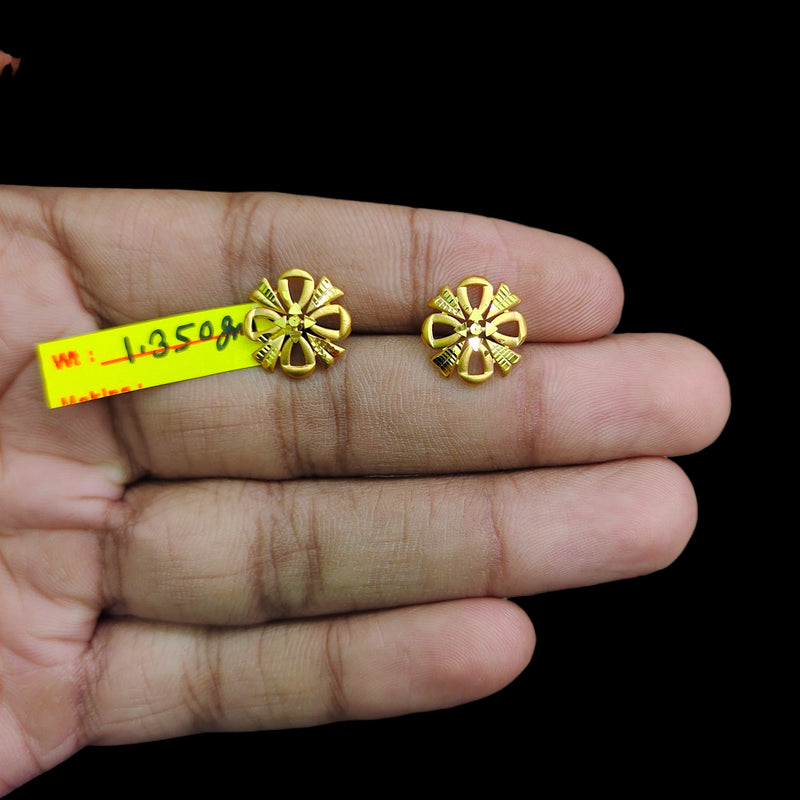 GOLD TOPS- BIS CERTIFIED (WGT: 1.350 GM APPROX) HUID HALLMARK 375 9KT GOLD TOPS 1 PAIR BEST FOR MARRIAGE GIFT.