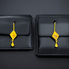 (GREAT FREEDOM OFFER) BARFI DESIGN (50 TONCH) KDM GOLD EAR TOPS (CEPTIPIN HOOK) FOR TEENAGER 1 PAIR APPROX WGT: 0.380 GM.