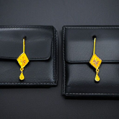 (GTPKD) BARFI DESIGN (50 TONCH) KDM GOLD EAR TOPS (CEPTIPIN HOOK) FOR TEENAGER 1 PAIR APPROX WGT: 0.380 GM.