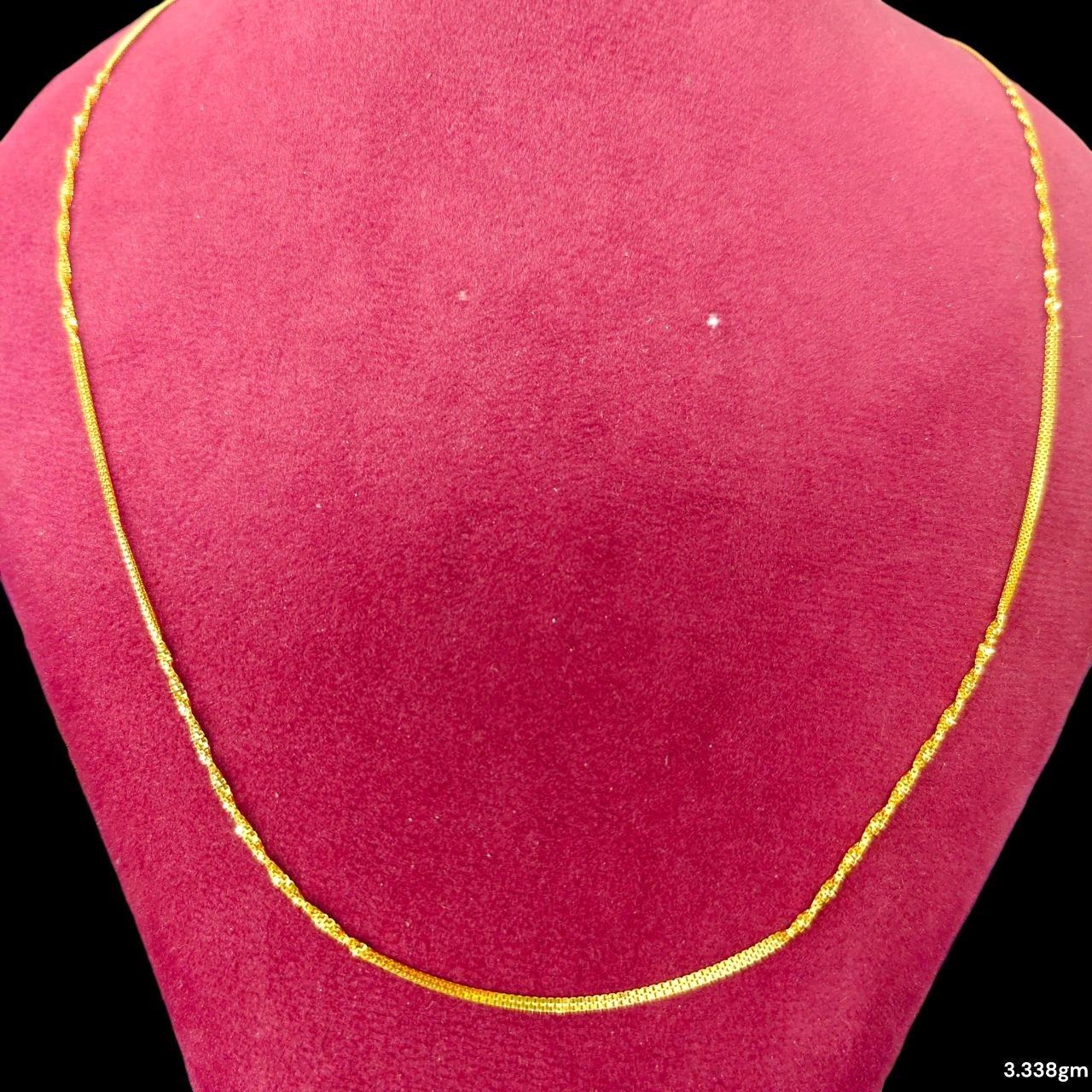 GOLD CHAIN- (WGT: 3.338 GM APPROX) BIS CERTIFIED HUID HALLMARK 9KT GOLD CHAIN (22 INCH) 1 PIECE FOR UNISEX.