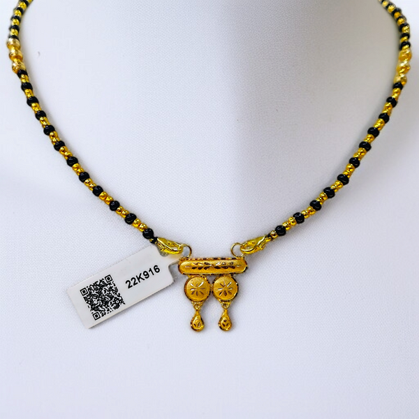 TRJ HUID HALLMARK 22KT GOLD SOUTH INDIAN STYLE PENDANT MANGALSUTRA 1 PIECE WITH FREE TASSEL.(NP)
