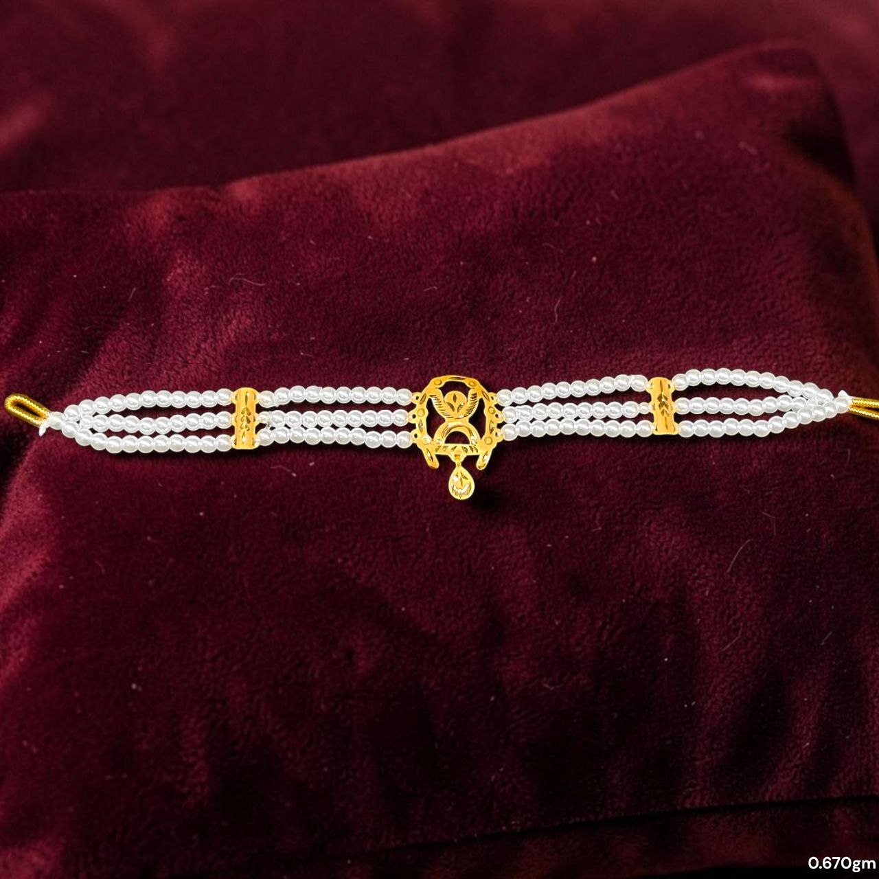 GMC22K- CERTIFIED BIS HUID HALLMARK 916 22KT GOLD MOTI CHOKER 1 PIECE (WGT: 0.670 GM) WITH ADJUSTABLE TASSEL FOR GIFT IN MARRIAGE.