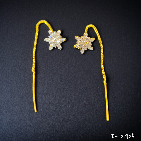 (GSD) RAJLAXMI WGT: 0.905 GM APPROX 22KT HALLMARK GOLD SUI DHAGA EARRINGS 1 PAIR FOR DAILY WEAR.