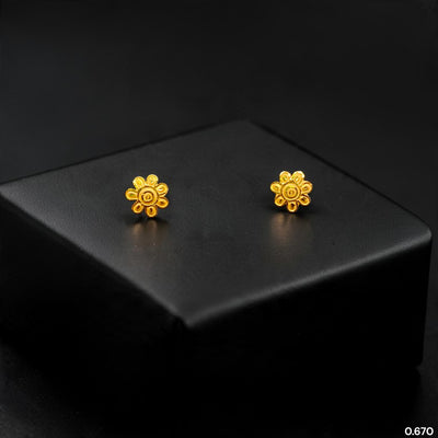 GOLD TOPS- (7PGMMX)-(59ANCU) (WGT: 0.670 GM APPROX) BIS CERTIFIED HUID HALLMARK 375 9KT GOLD TOPS 1 PAIR BEST FOR MARRIAGE GIFT.