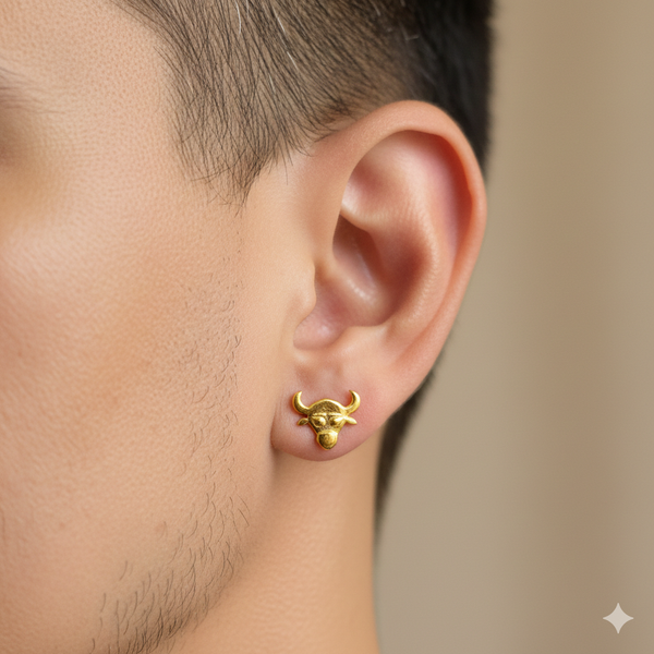 STUD EARRING BOYS- WGT: 0.310 GM APPROX BIS CERTIFIED HUID HALLMARK 9KT GOLD STUD EARRINGS FOR MEN (SINGLE PIECE) FOR REGULAR USE.