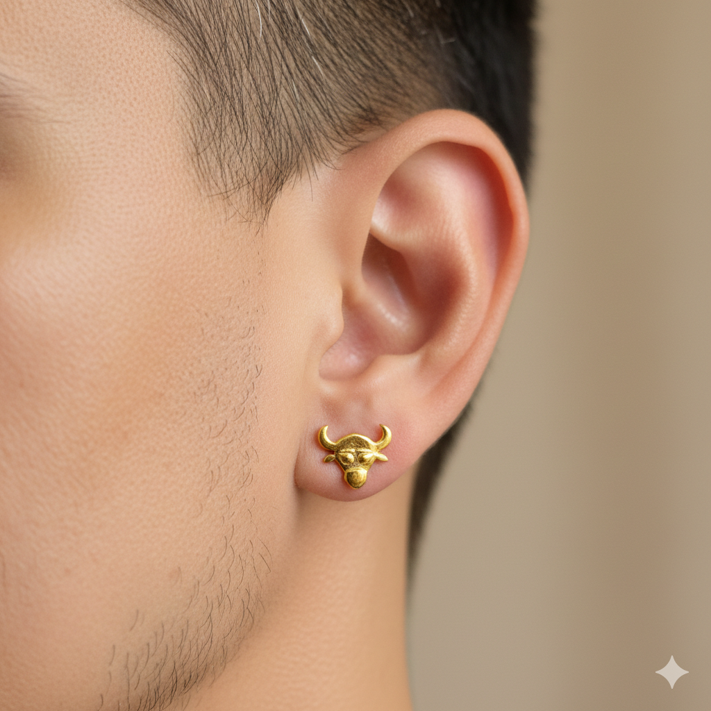 STUD EARRING BOYS- WGT: 0.310 GM APPROX BIS CERTIFIED HUID HALLMARK 9KT GOLD STUD EARRINGS FOR MEN (SINGLE PIECE) FOR REGULAR USE.