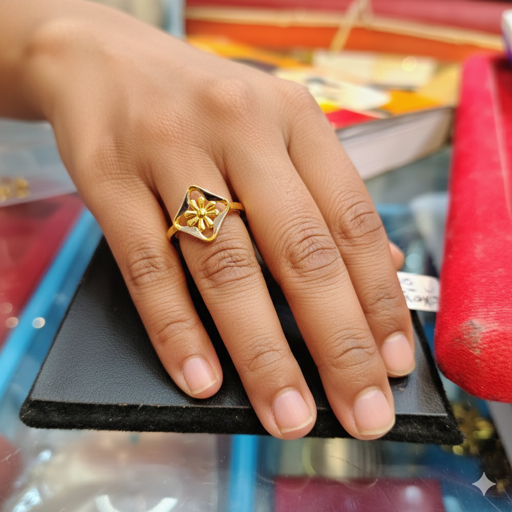 (GLFR9) TRJ (SIZE: 11) WGT: 1.110 GM APPROX BIS CERTIFIED HUID HALLMARK 9KT GOLD FINGER RING FOR WOMEN 1 PIECE FOR REGULAR USE.