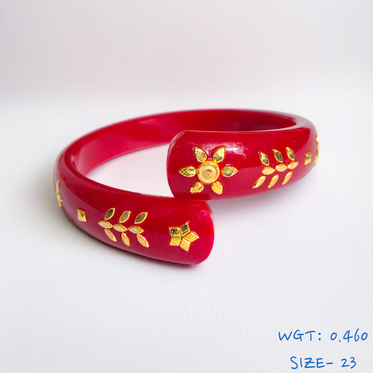 (SIZE- 23) RED COLOUR 18KT HALLMARK GOLD BRACELET POLA 1 PIECE FOR MARRIED WOMEN (REGULAR USE) APPROX WGT: 0.460 GM