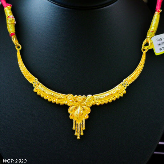 (GCN22) BIS CERTIFIED HUID HALLMARK 916 22KT GOLD NECKLACE CHOKER (APPROX WGT: 2.920 GM) 1 PIECE FOR WOMEN.
