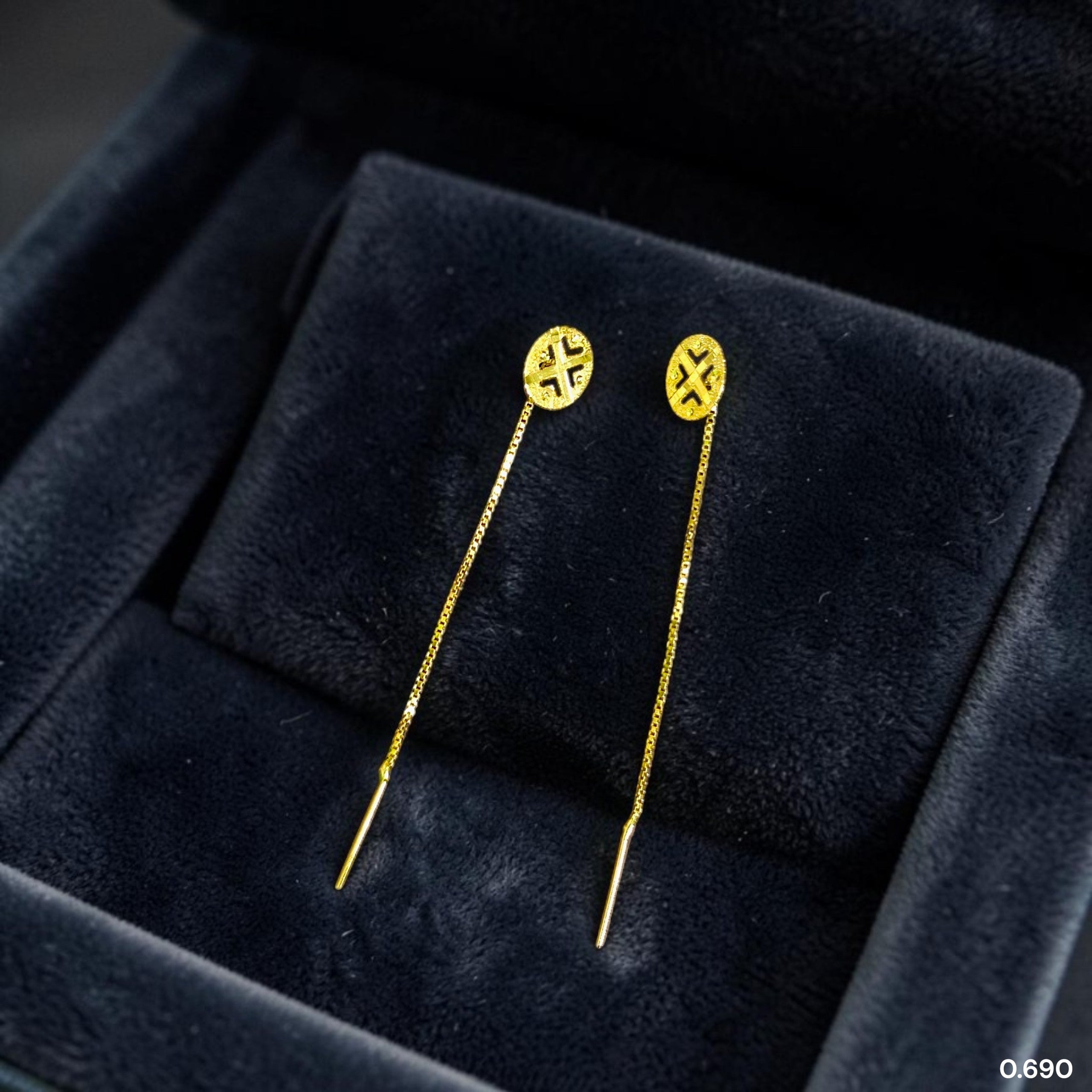 GOLD SUIDHAGA- (WGT: 0.690 GM APPROX) BIS CERTIFIED HUID HALLMARK 9KT GOLD SUIDHAGA EARRINGS (1 PAIR) FOR WOMEN.