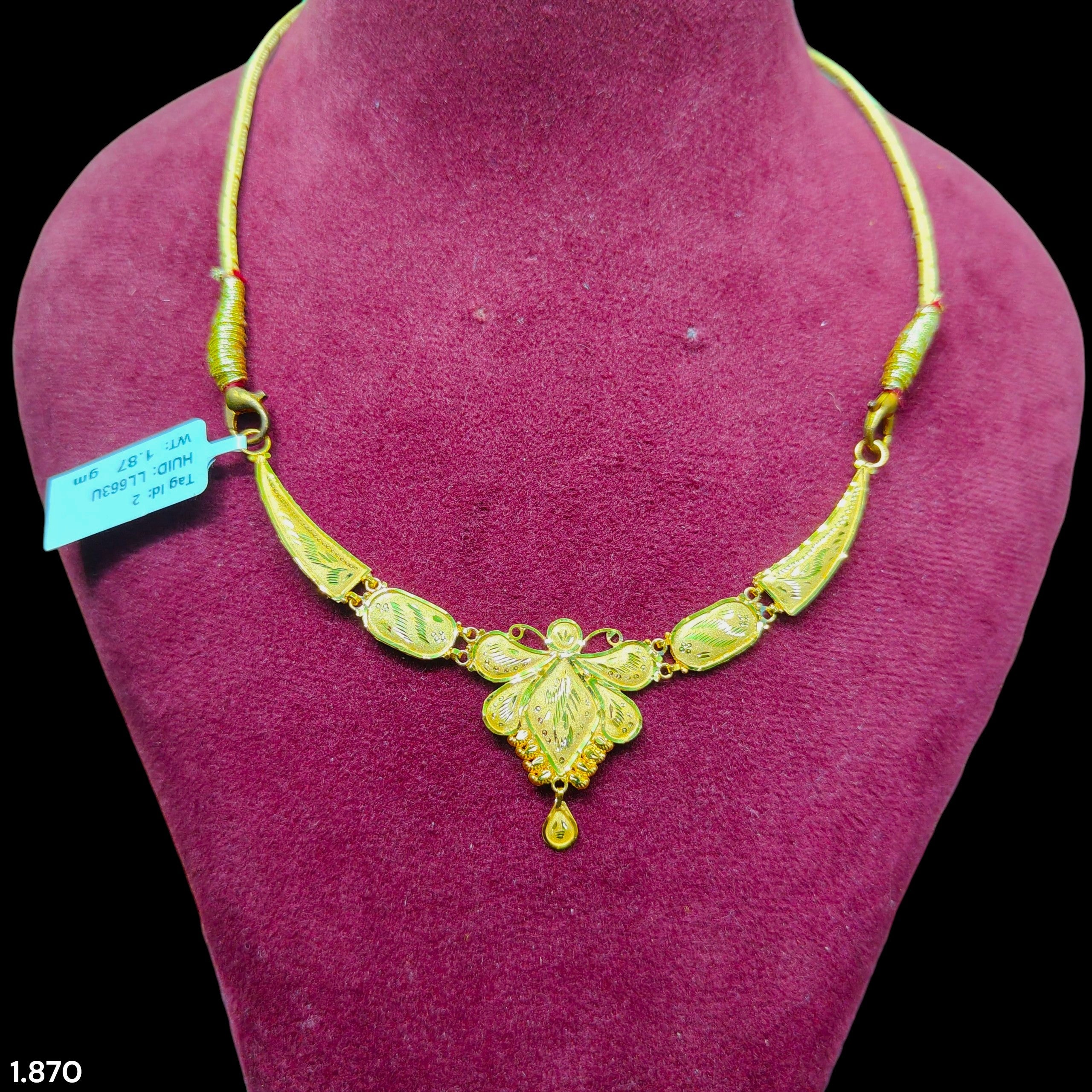 GOLD CHOKER NECKLACE-(WGT: 1.870 GM APPROX) BIS CERTIFIED HUID HALLMARK 9KT GOLD NECKLACE 1 PIECE FOR WOMEN.