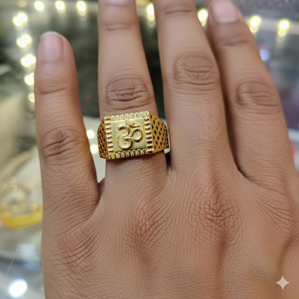 (GGFR9) TRJ (SIZE: 22) WGT: 1.880 GM APPROX BIS CERTIFIED HUID HALLMARK 9KT GOLD FINGER RING FOR MEN 1 PIECE FOR REGULAR USE.