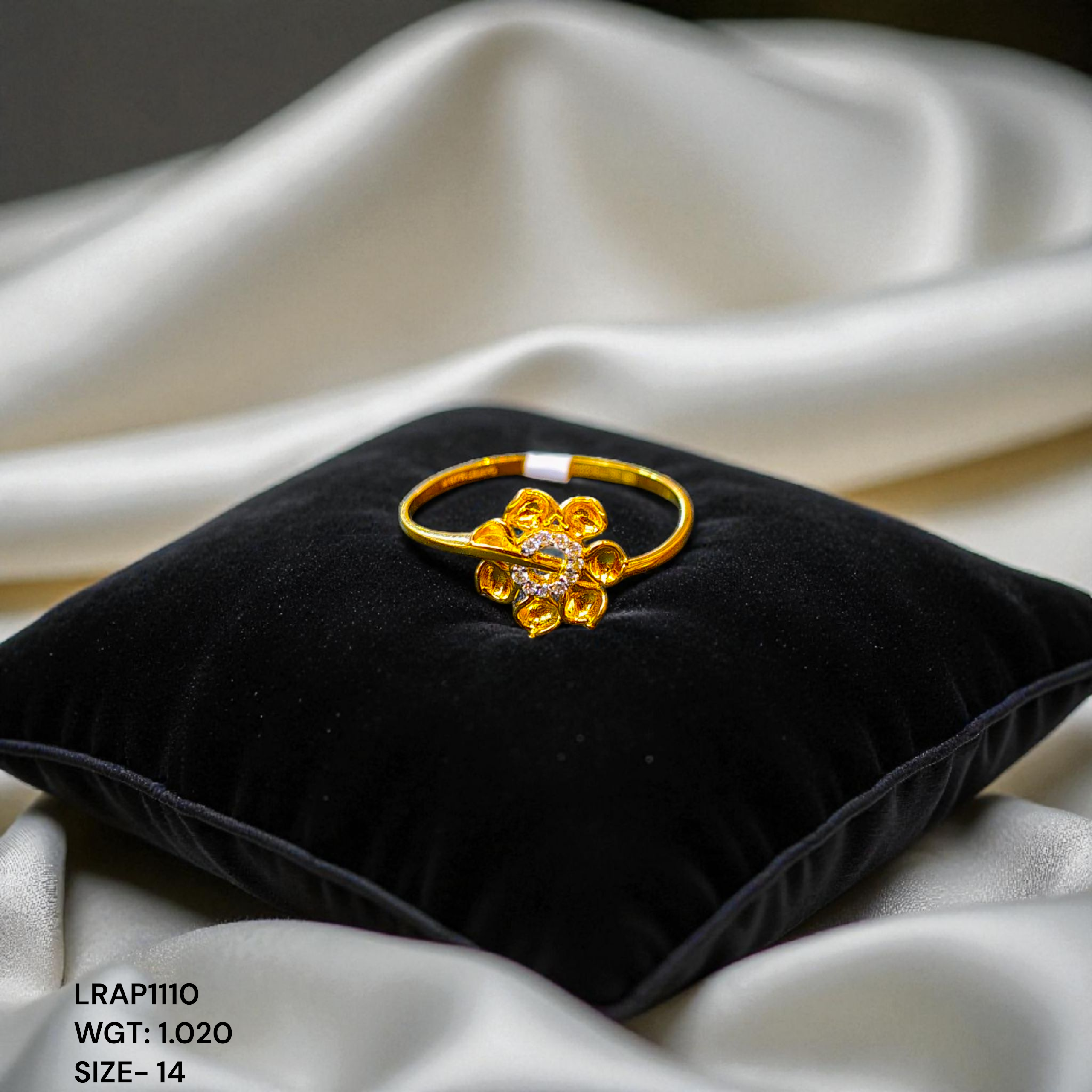 (GLFR18) RAJLAXMI DIAMOND JEWELLERY (SIZE:14) - WGT: 1.020 GM - NATURAL DIAMOND (0.04 CENT) HUID HALLMARK 18KT DIAMOND FINGER RING FOR WOMEN WITH CERTIFICATE OF AUTHENTICITY BY ZORBA (DESIGN NO: LRAP1110).