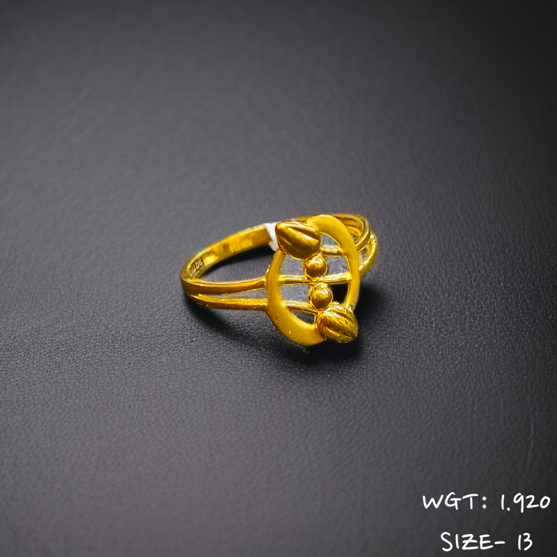LADIES RING- (SIZE: 13) WGT: 1.920 GM APPROX 22KT HUID HALLMARK GOLD RING FOR WOMEN 1 PIECE.