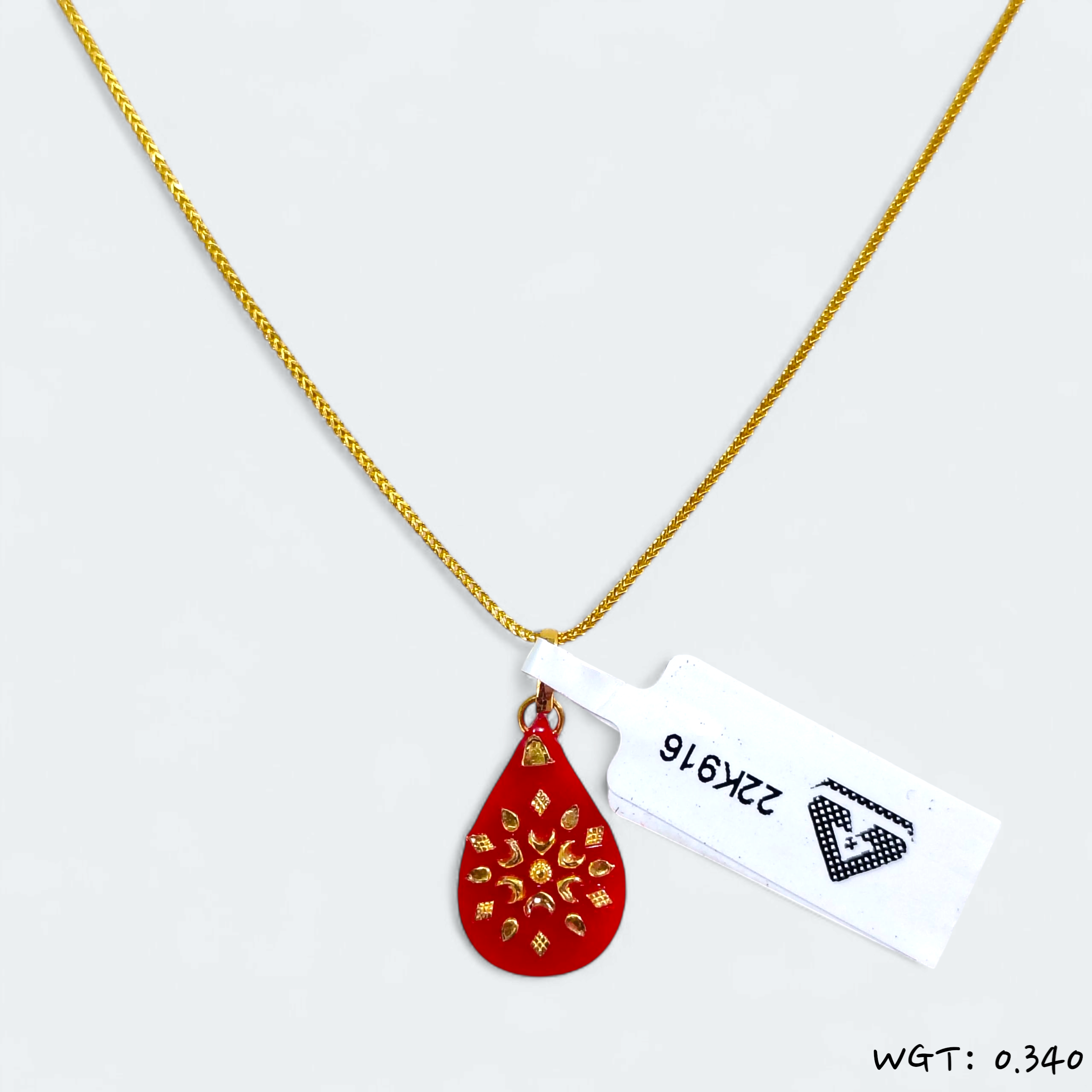 (GPL) CERTIFIED BIS HUID HALLMARK 916 22KT GOLD POLA PENDANT LOCKET (WGT: 0.340 GM APPROX) 1 PIECE WITH ADJUSTABLE TASSEL (CHAIN NOT INCLUDED)