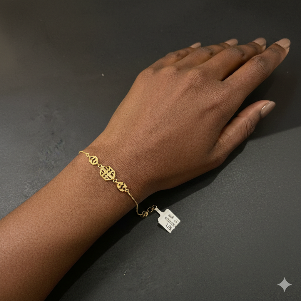 GOLD WRISTLET- BIS CERTIFIED HUID HALLMARK 375 9KT GOLD WRISTLET APPROX WGT: 1.170 FOR WOMEN.