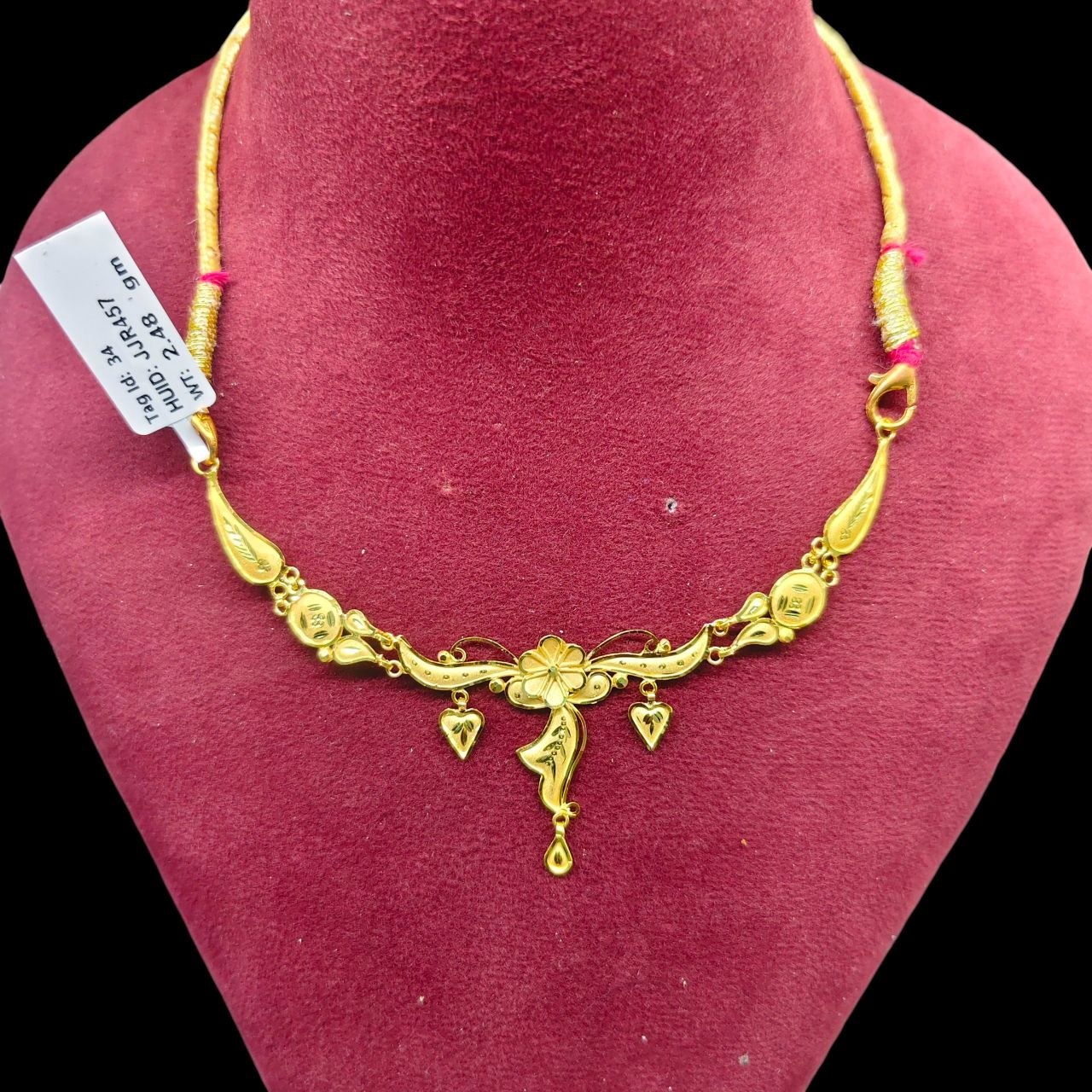 GOLD CHOKER NECKLACE-(WGT: 2.480 GM APPROX) BIS CERTIFIED HUID HALLMARK 9KT GOLD NECKLACE 1 PIECE FOR WOMEN.