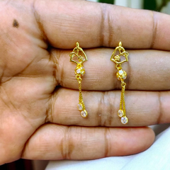 (GER22) BIS CERTIFIED WGT: 1.860 GM APPROX HUID HALLMARK 916 22KT GOLD EARRINGS KANBALA 1 PAIR FOR WOMEN.