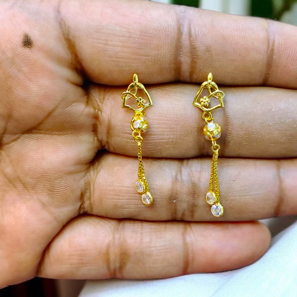 (GER22) BIS CERTIFIED WGT: 1.860 GM APPROX HUID HALLMARK 916 22KT GOLD EARRINGS KANBALA 1 PAIR FOR WOMEN.