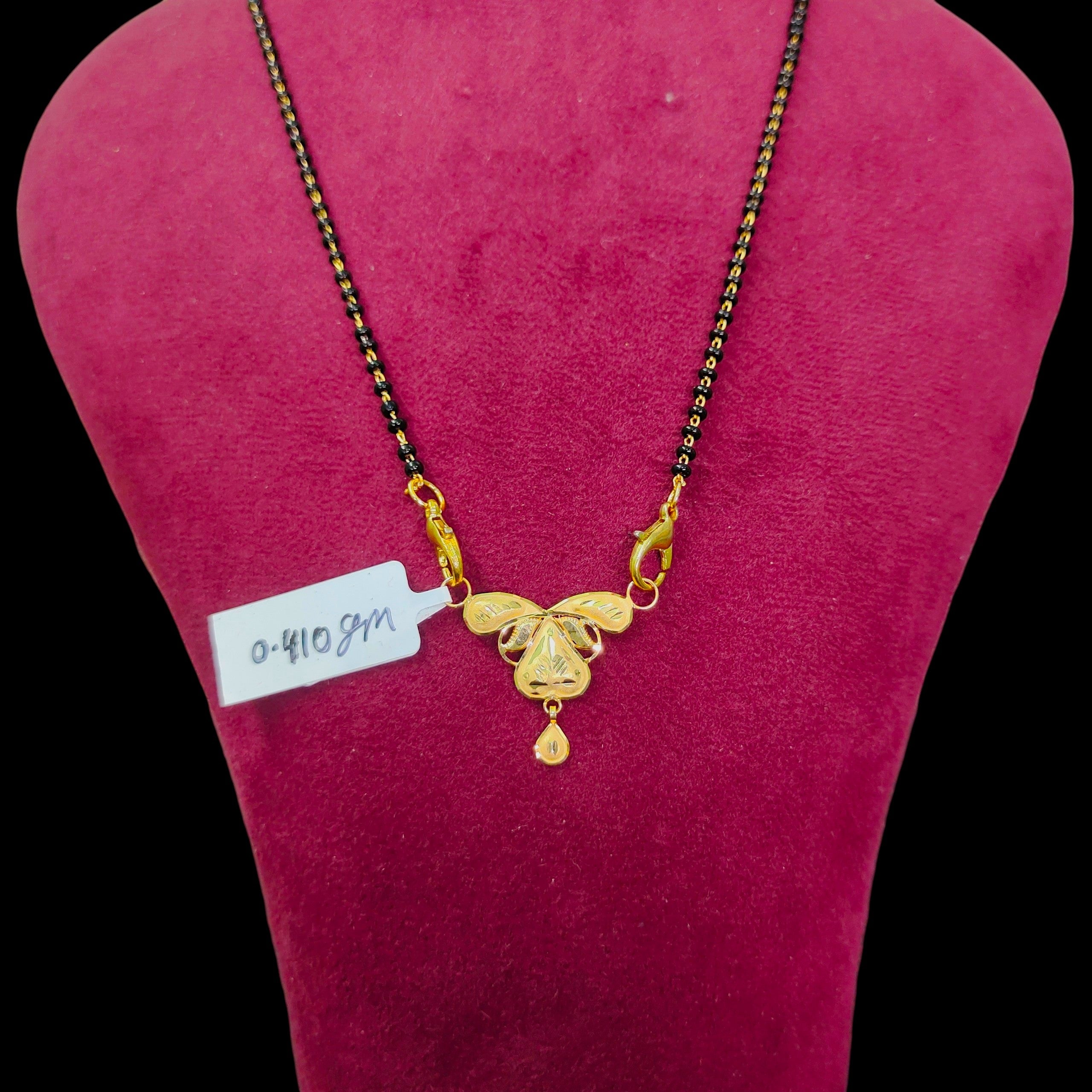 GOLD PENDANT- (WGT: 0.410 GM APPROX) BIS CERTIFIED HUID HALLMARK 375 9KT GOLD PENDANT FOR WOMEN 1 PIECE WITH FREE MANGALSUTRA & TASSEL.