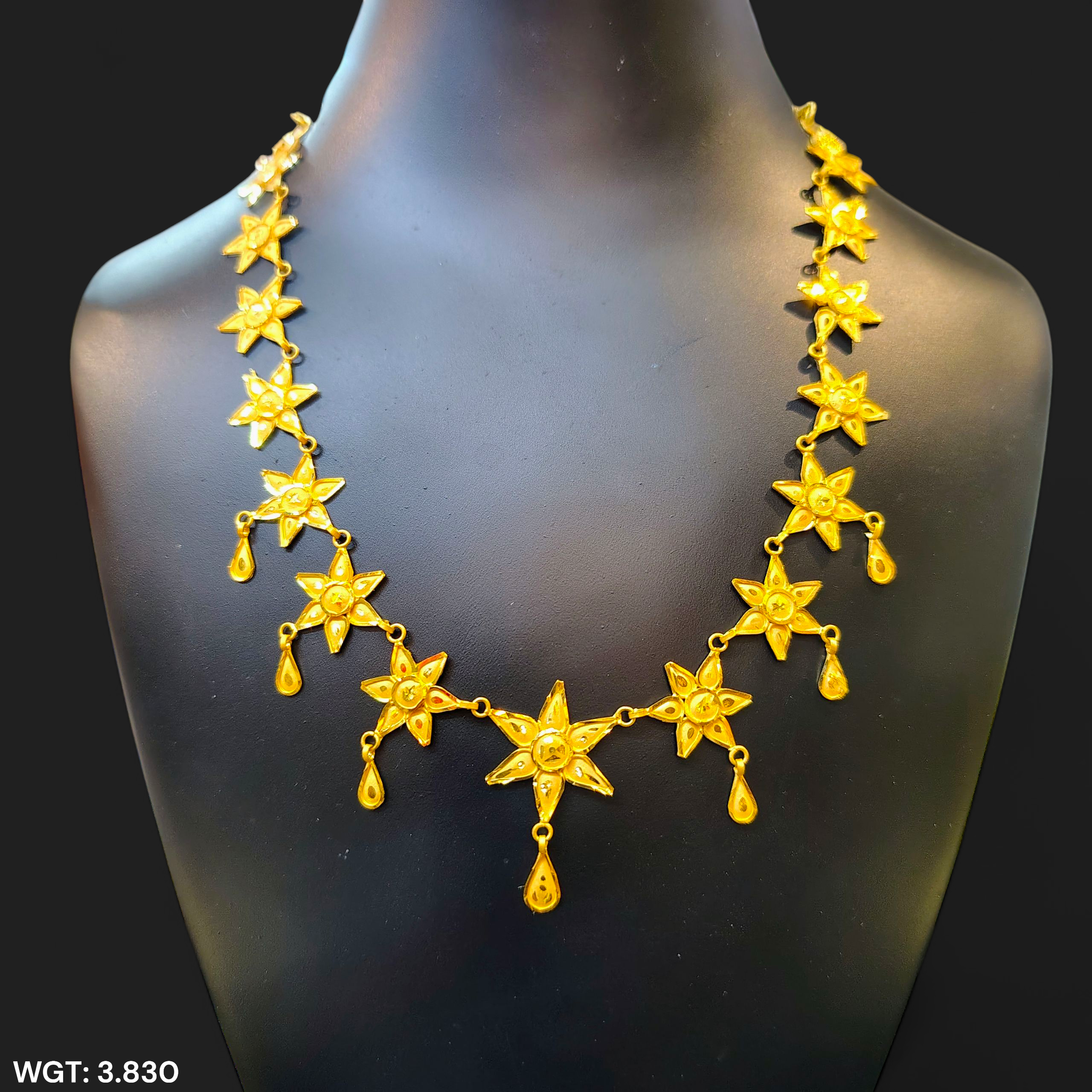 (GCN22) BIS CERTIFIED HUID HALLMARK 916 22KT GOLD NECKLACE CHOKER (APPROX WGT: 3.830 GM) 1 PIECE FOR WOMEN.