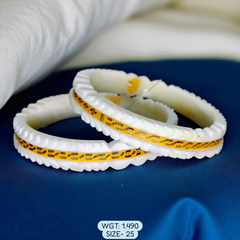 TRJ (SIZE: 25) WGT: 1.490 GM APPROX HUID HALLMARK 22KT GOLD SAKHA BANGLES 1 PAIR DESIGN FOR REGULAR USE.