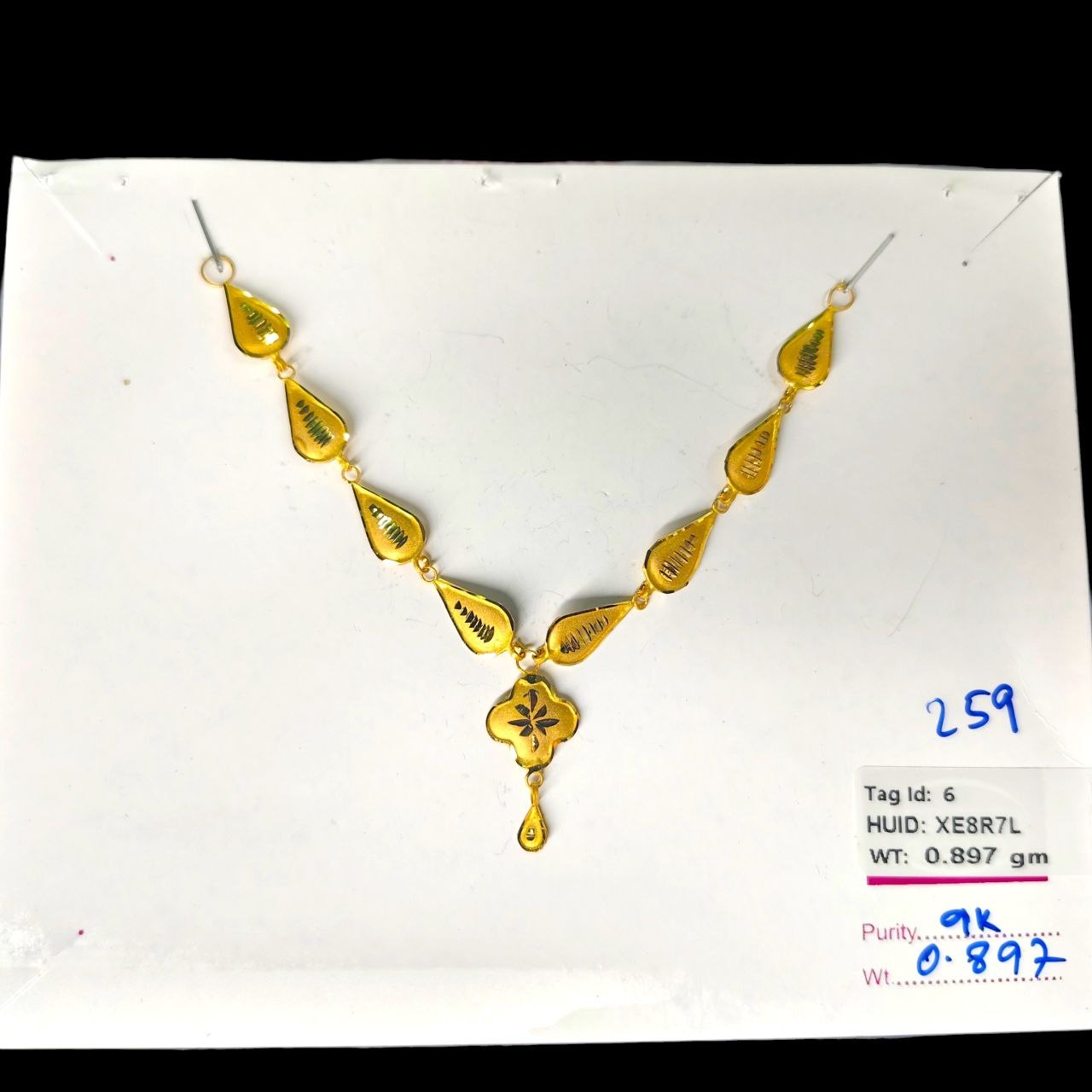 GOLD CHOKER NECKLACE-(WGT: 0.897 GM APPROX) BIS CERTIFIED HUID HALLMARK 9KT GOLD NECKLACE 1 PIECE FOR WOMEN.