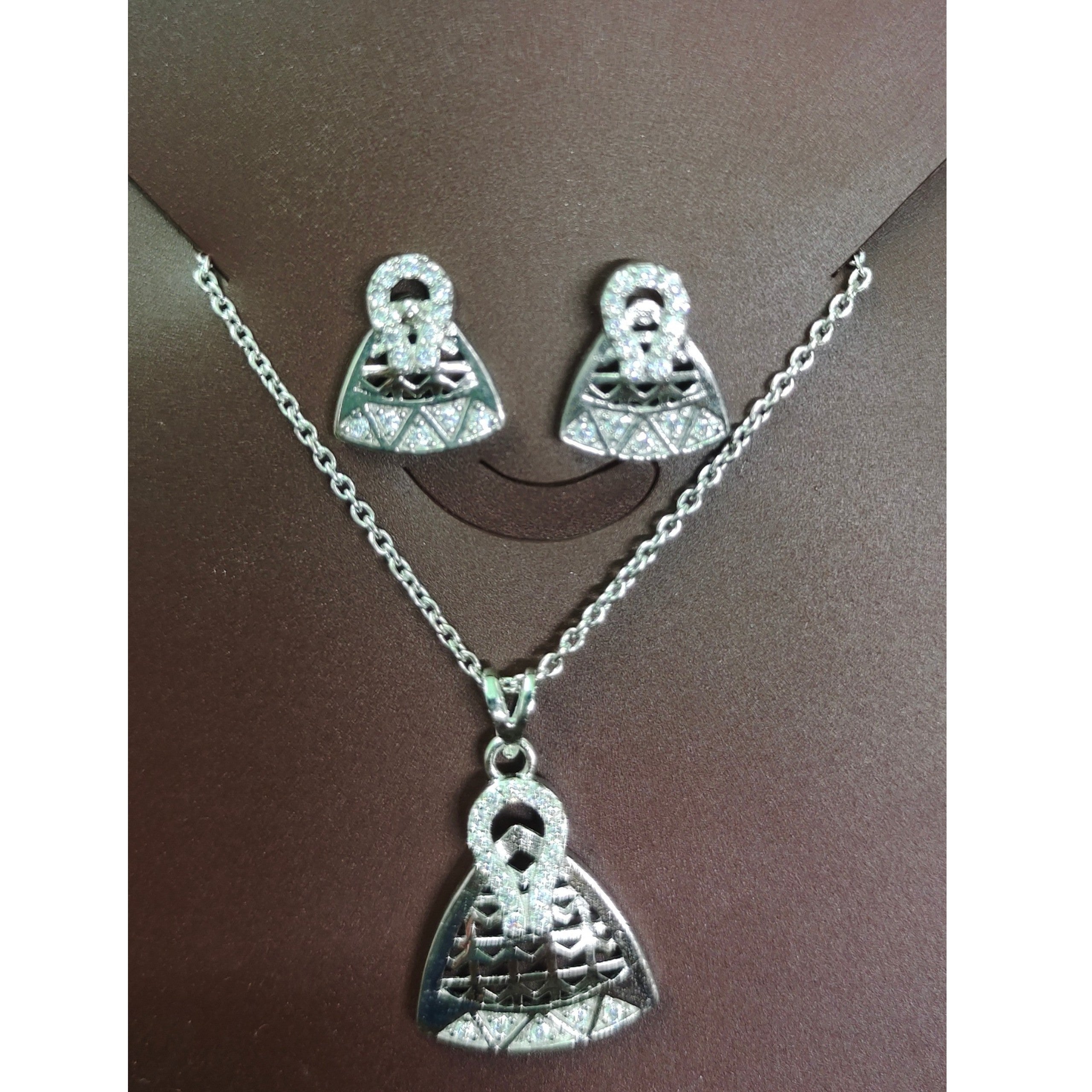 SILVER PENDANT- 625 SILVER PENDANT SET WITH EARRINGS SOLD ON MRP) - *CHAIN INCLUDED* (NON EXCHANGEABLE ITEM)