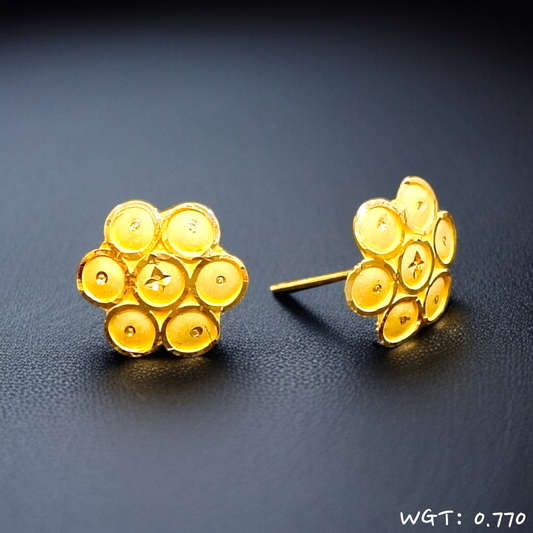 RAJLAXMI D- PCZCDS/7MUARY WGT: 0.770 GM APPROX HUID HALLMARK 916 22KT GOLD EAR TOPS STUD 1 PAIR FOR REGULAR USE.