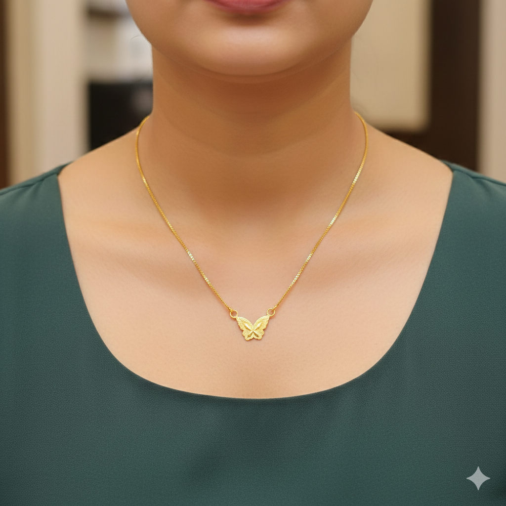 GCH-(WGT: 1.800 GM APPROX) BIS CERTIFIED HUID HALLMARK 9KT GOLD CHAIN WITH PENDANT (17 INCH) 1 PIECE FOR WOMEN.