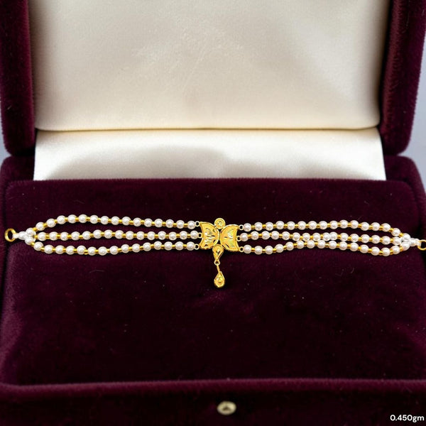 GMC9K- (WGT: 0.450 GM APPROX) BIS CERTIFIED HUID HALLMARK 375 9KT GOLD MOTI CHOKER 1 PIECE WITH ADJUSTABLE TASSEL FOR GIFT IN MARRIAGE.