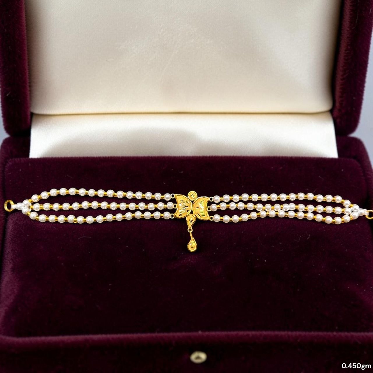 GOLD MOTI CHOKER- (WGT: 0.450 GM APPROX) BIS CERTIFIED HUID HALLMARK 375 9KT GOLD MOTI CHOKER 1 PIECE WITH ADJUSTABLE TASSEL FOR GIFT IN MARRIAGE.