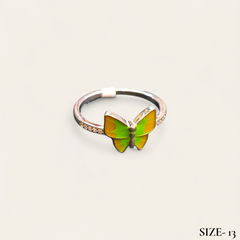 RAJLAXMI (SIZE:13) HALLMARK 925 SILVER FINGER BUTTERFLY MINAKARI DESIGN RING 1 PIECE FOR WOMEN FOR REGULAR USE - BEST FOR GIFTING (SOLD ON MRP)
