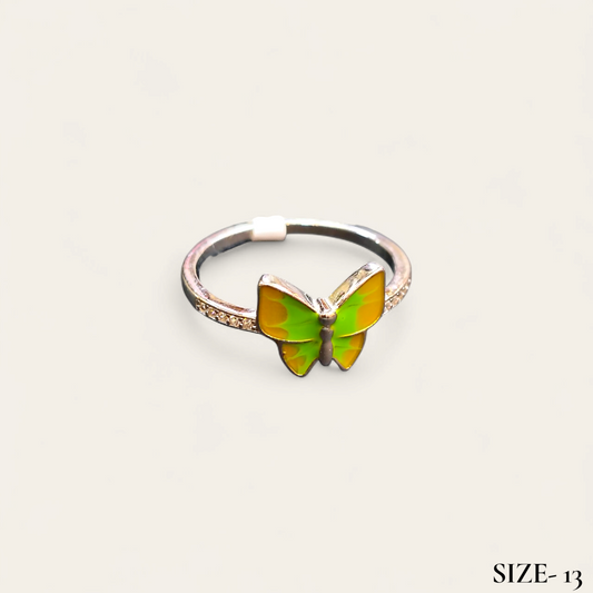 RAJLAXMI (SIZE:13) HALLMARK 925 SILVER FINGER BUTTERFLY MINAKARI DESIGN RING 1 PIECE FOR WOMEN FOR REGULAR USE - BEST FOR GIFTING (SOLD ON MRP)