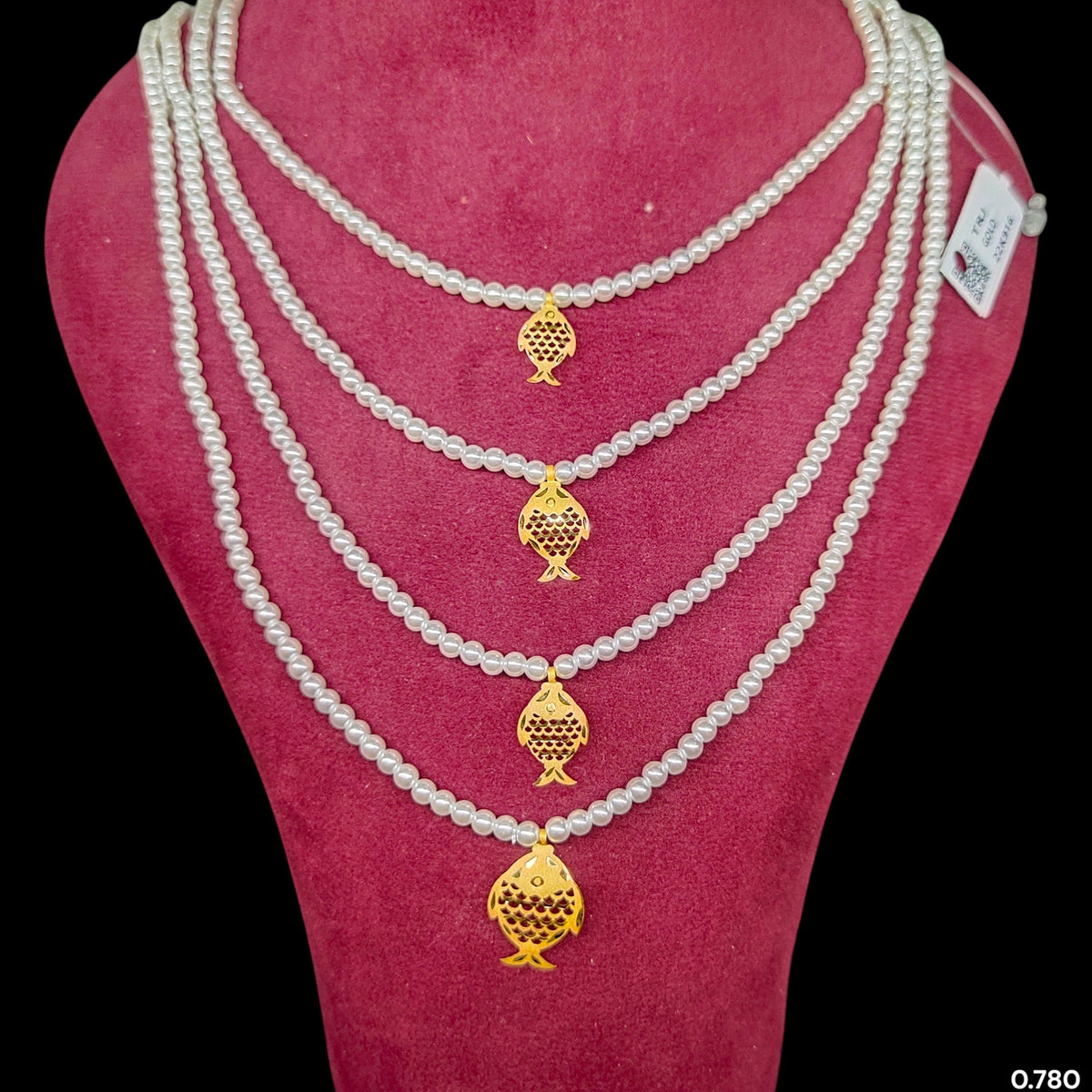 (GMH)- (WGT: 0.780 GM APPROX) BIS CERTIFIED HUID HALLMARK 22KT GOLD MOTI SITAHAR NECKLACE 1 PIECE WITH ADJUSTABLE TASSEL. (CU594W)