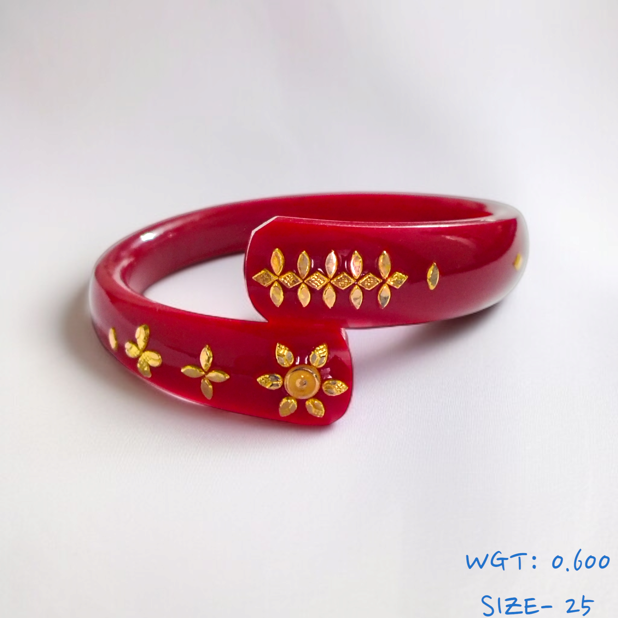 (SIZE- 25) RED COLOUR 18KT HALLMARK GOLD BRACELET POLA 1 PIECE FOR MARRIED WOMEN (REGULAR USE) APPROX WGT: 0.600 GM