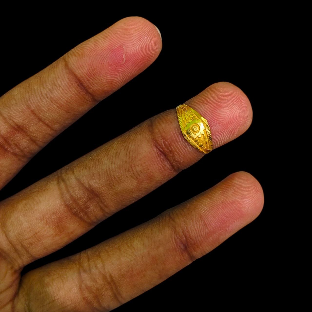 BABY JEWELLERY- TRJ WGT: 0.260 GM APPROX 375 9KT HUID HALLMARK GOLD BABY FINGER RING 1 PIECE FOR RICE CEREMONY & BIRTHDAY.