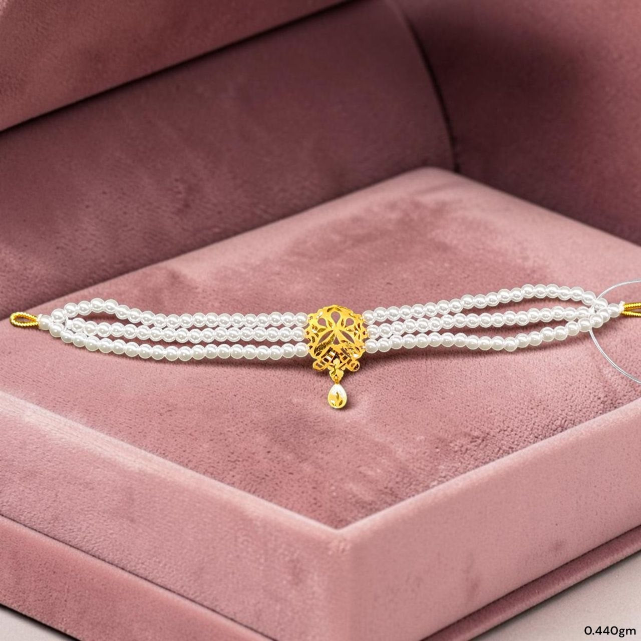 GMC22K- CERTIFIED BIS HUID HALLMARK 916 22KT GOLD MOTI CHOKER 1 PIECE (WGT: 0.440 GM) WITH ADJUSTABLE TASSEL FOR GIFT IN MARRIAGE.