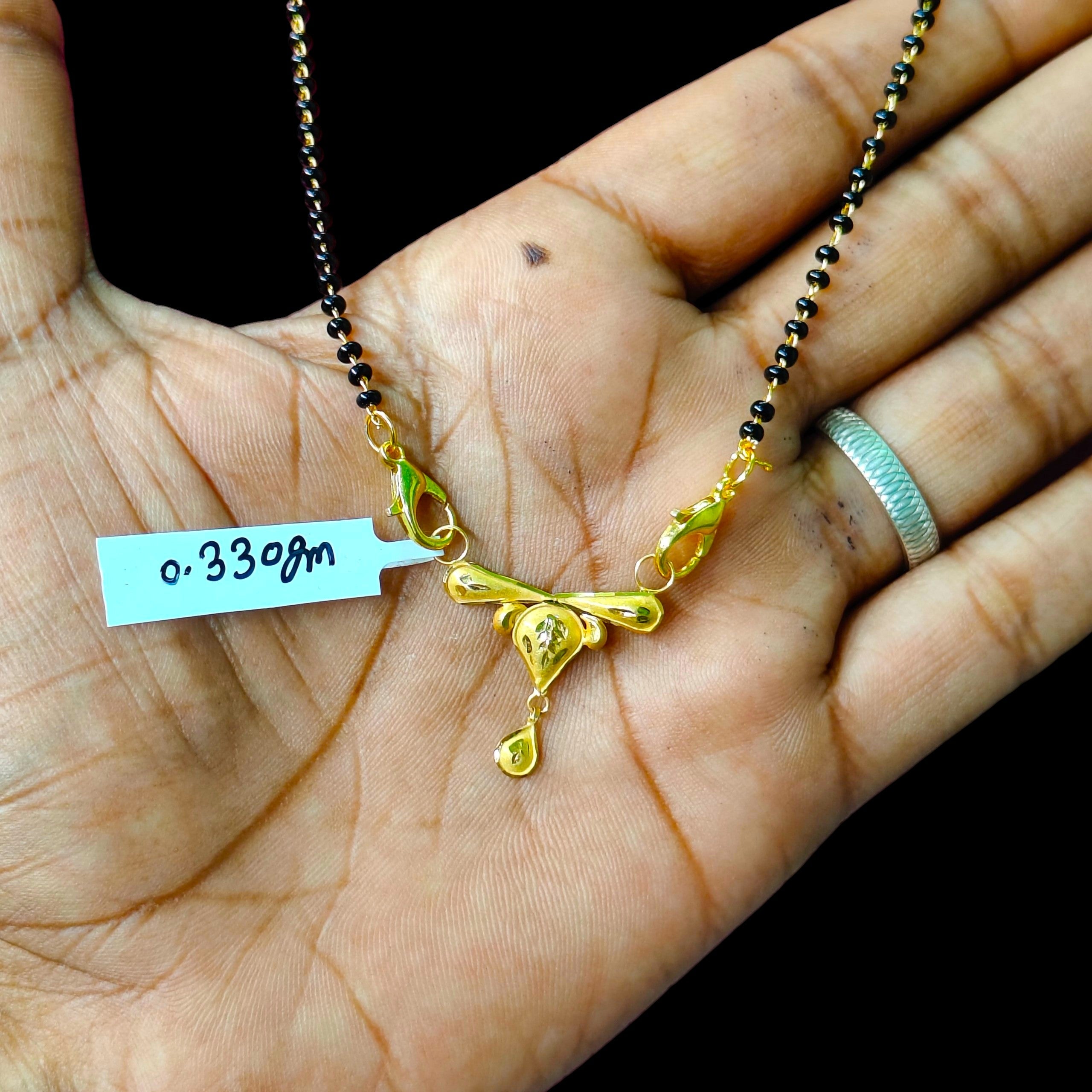 GOLD PENDANT- (WGT: 0.330 GM APPROX) BIS CERTIFIED HUID HALLMARK 375 9KT GOLD PENDANT FOR WOMEN 1 PIECE WITH FREE MANGALSUTRA & TASSEL.