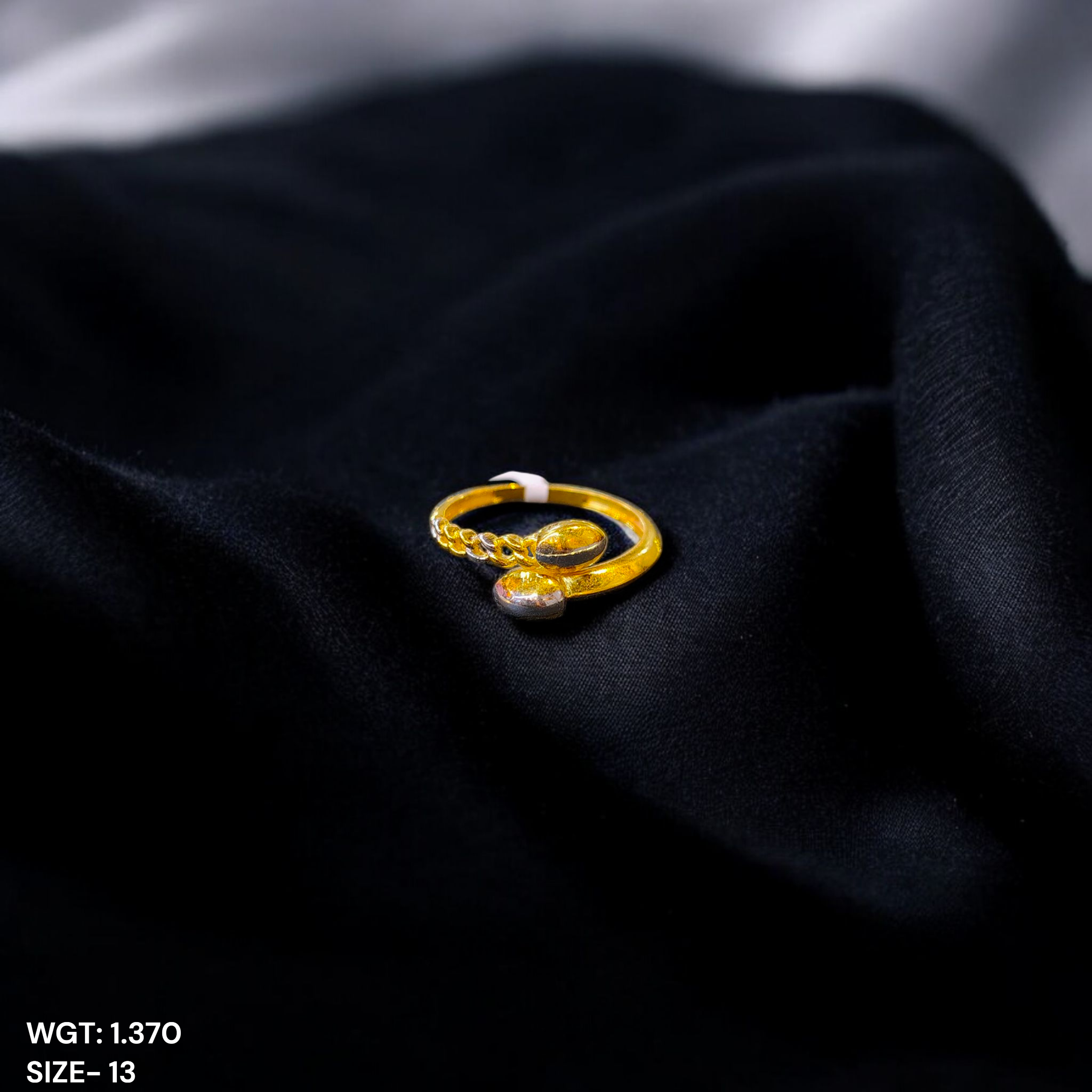 (GLFR9) TRJ (SIZE: 13) WGT: 1.370 GM APPROX BIS CERTIFIED HUID HALLMARK 9KT GOLD FINGER RING FOR WOMEN 1 PIECE FOR REGULAR USE.