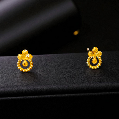 (GER22) BIS CERTIFIED WGT: 0.870 GM APPROX HUID HALLMARK 916 22KT GOLD EARRINGS 1 PAIR FOR WOMEN.