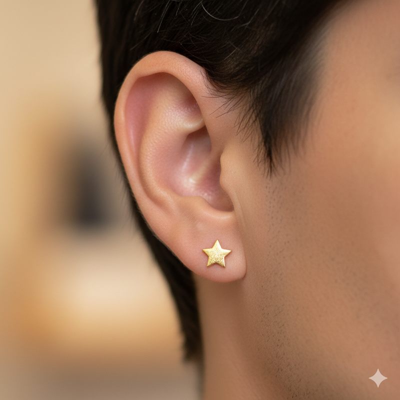 STUD EARRING BOYS- WGT: 0.160 GM APPROX BIS CERTIFIED HUID HALLMARK 9KT GOLD STUD EARRINGS FOR MEN (SINGLE PIECE) FOR REGULAR USE.
