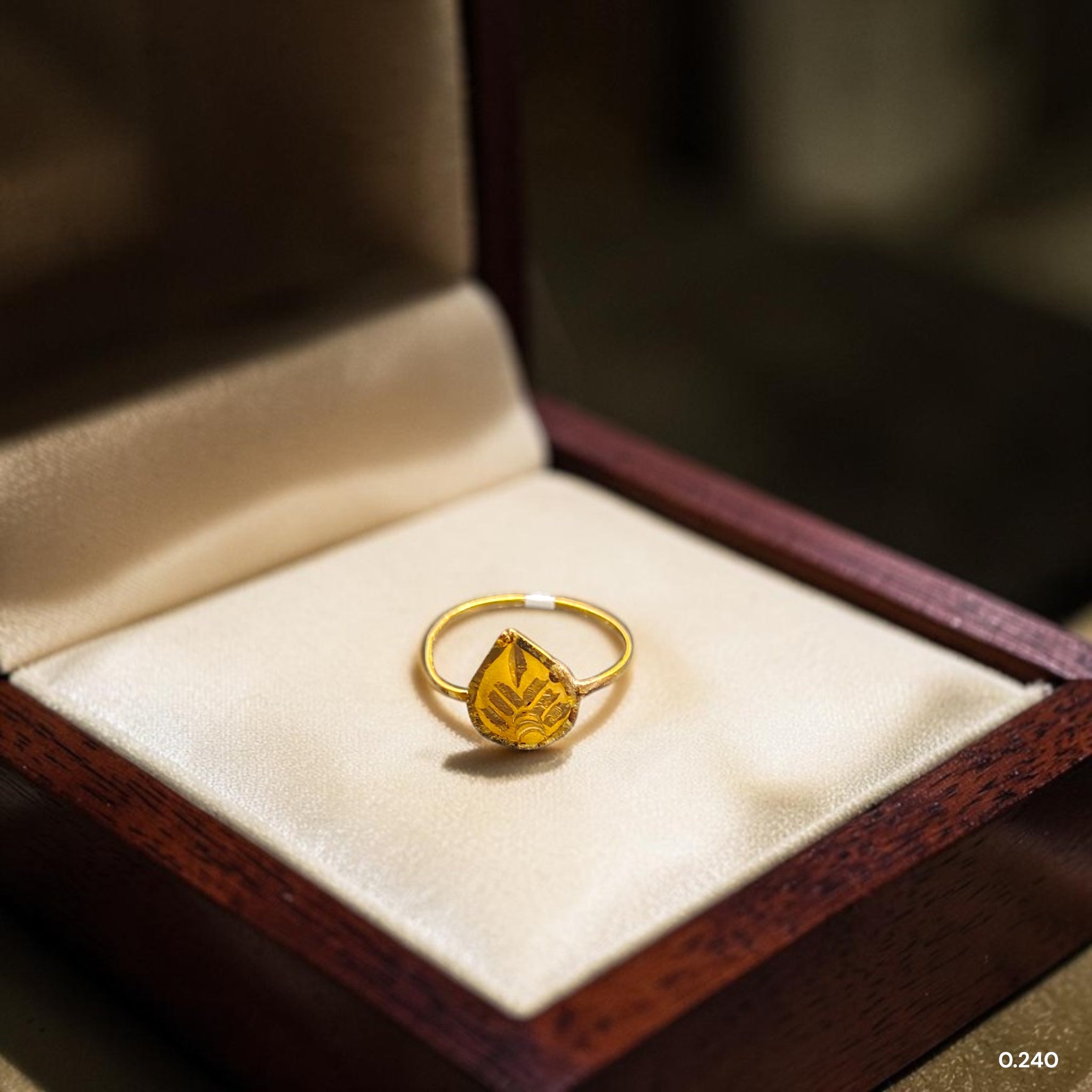 BABY JEWELLERY- TRJ WGT: 0.240 GM APPROX 22KT HUID HALLMARK GOLD BABY FINGER RING 1 PIECE FOR RICE CEREMONY & BIRTHDAY.