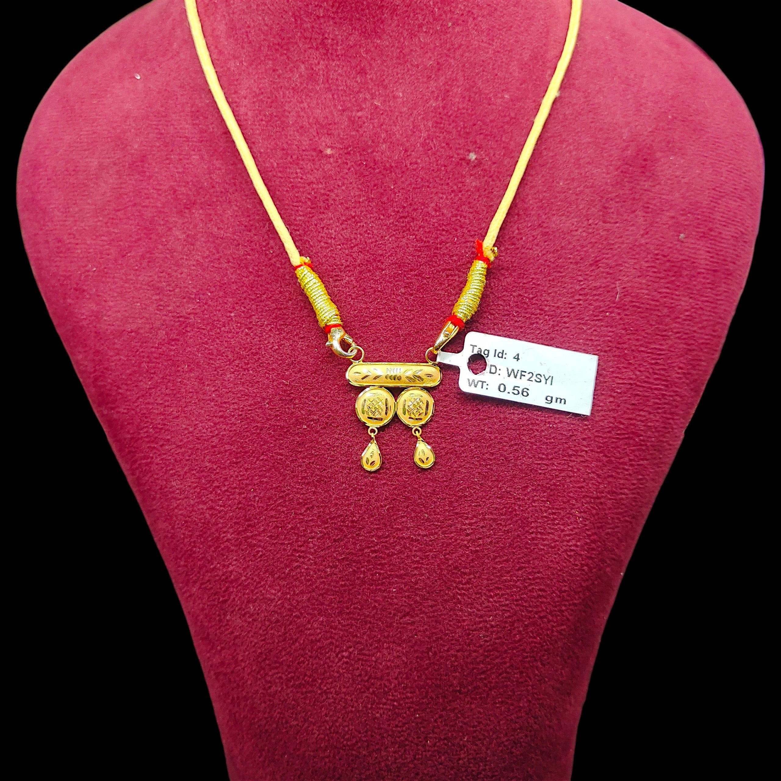 GPM22K- (WGT: 0.560 GM APPROX) BIS CERTIFIED HUID HALLMARK 22KT GOLD PENDANT MANGALSUTRA 1 PIECE WITH TASSEL. (WF2SYI)