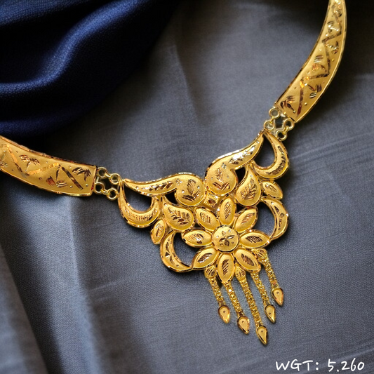 RAJLAXMI WGT: 5.260 GM APPROX HUID HALLMARK 22KT GOLD NECKLACE 1 PIECE WITH ADJUSTABLE TASSEL.
