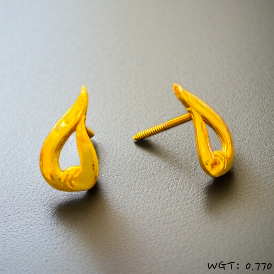 (GPT) TRJ WGT: 0.770 GM APPROX 14KT HUID HALLMARK GOLD EAR STUD 1 PAIR FOR REGULAR USE.