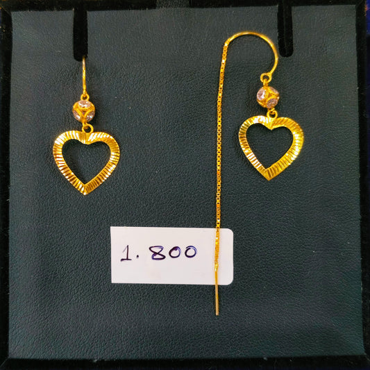 (GSD) RAJLAXMI WGT: 1.800 GM APPROX 18KT HALLMARK GOLD SUI DHAGA EARRINGS 1 PAIR FOR DAILY WEAR.